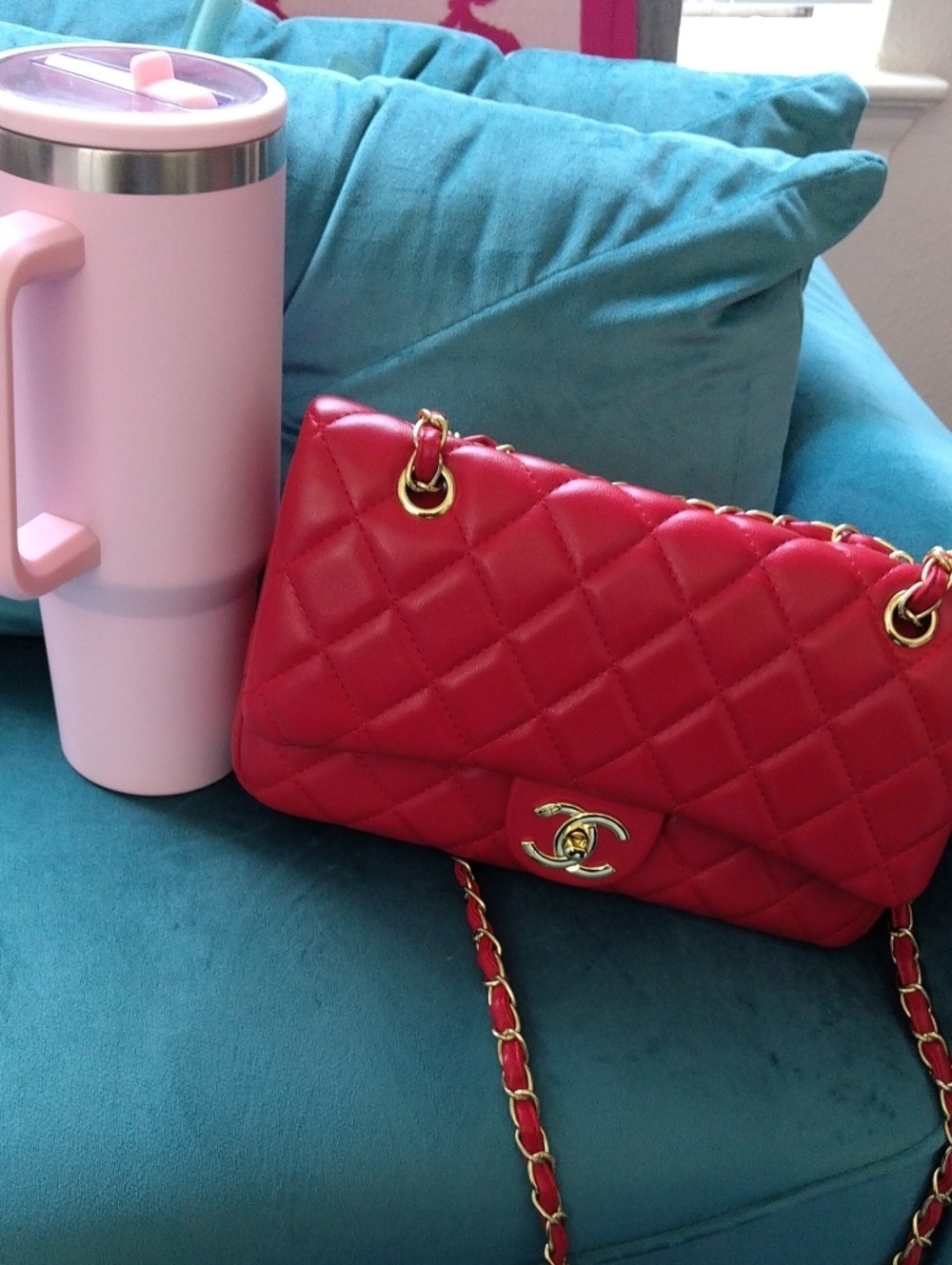 Red Leather Handbag - Picture 11 of 15